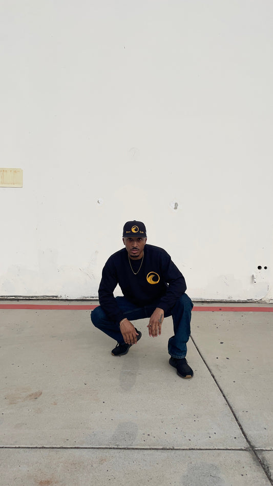 "Big Wave Logo" Sweatshirt (Black/Gold) The Drapery