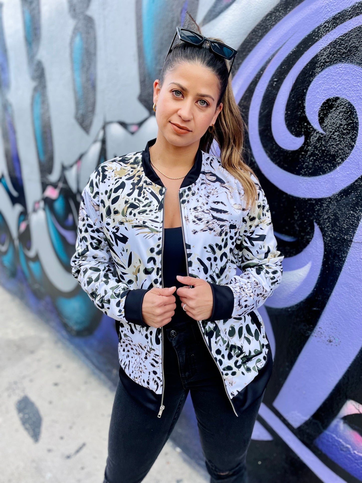 "Leopard Face" Bomber The Drapery