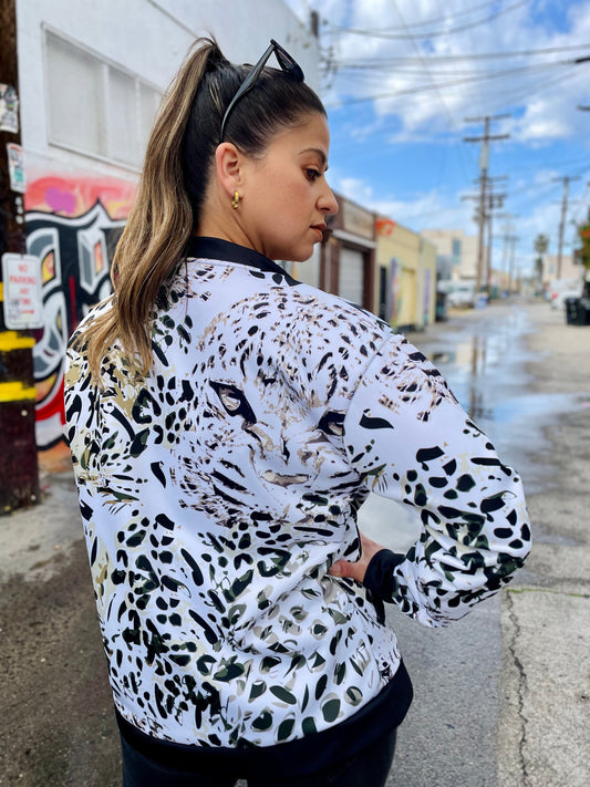 "Leopard Face" Bomber The Drapery