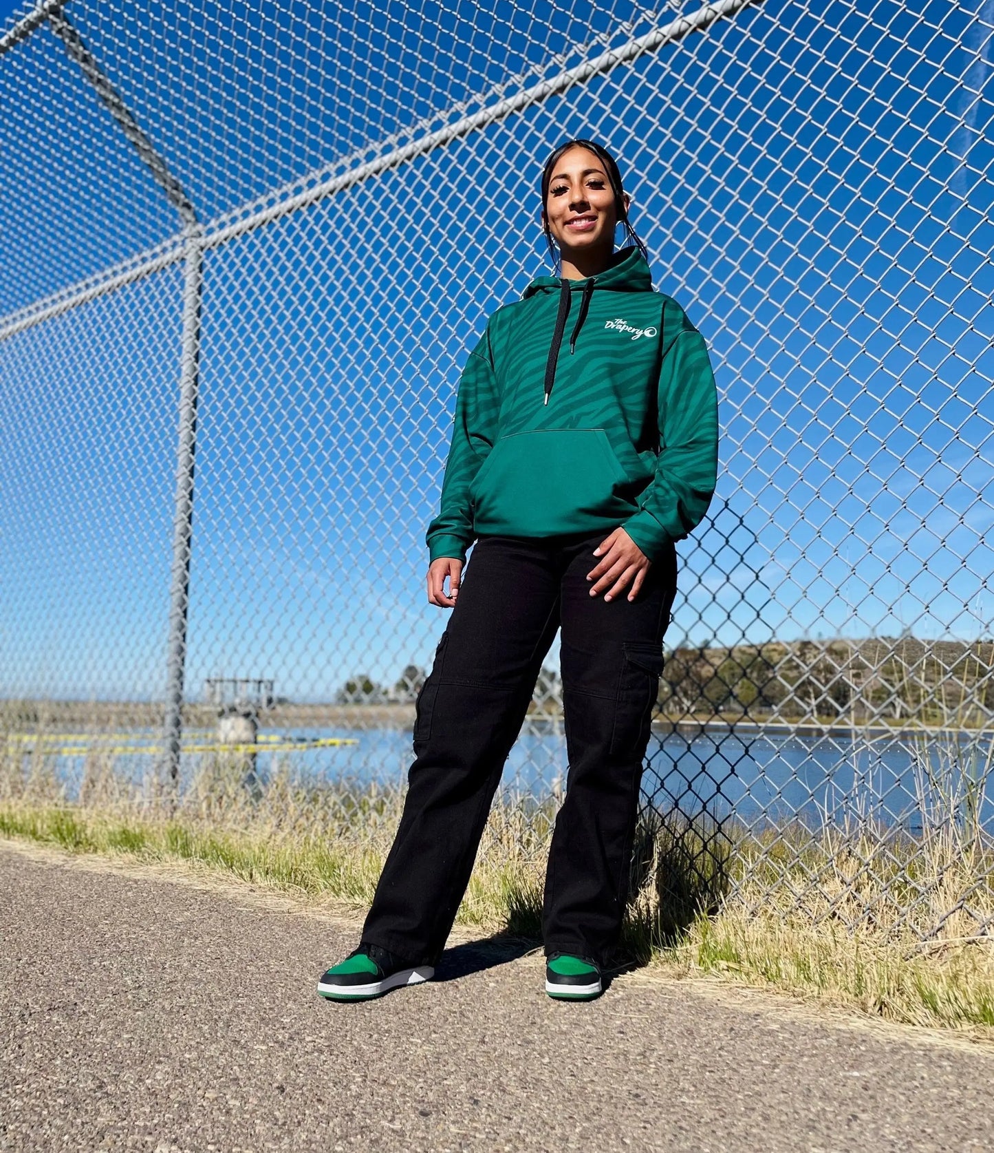 "Zebra" Hoodie (Green) The Drapery