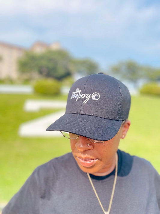 "The Drapery" Trucker Cap (Black and Red)