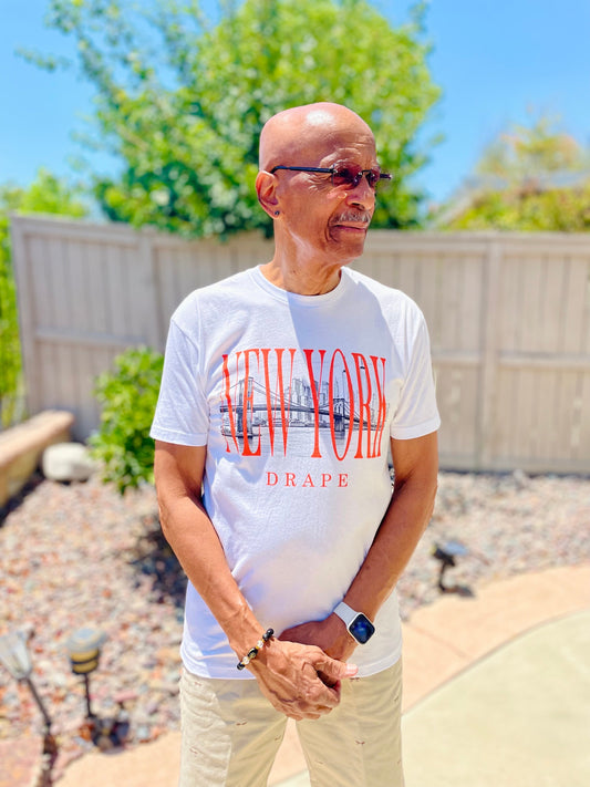 "New York Drape" Tee (White/Orange)