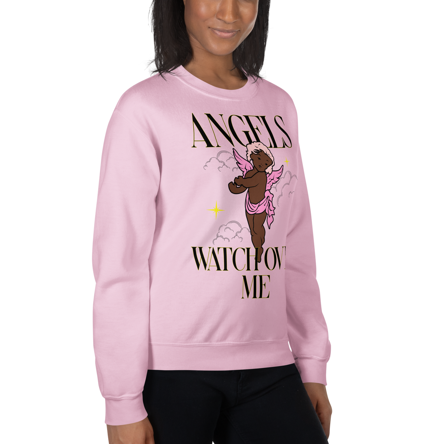Angels Watch Over Me" Sweatshirt (Pink) The Drapery
