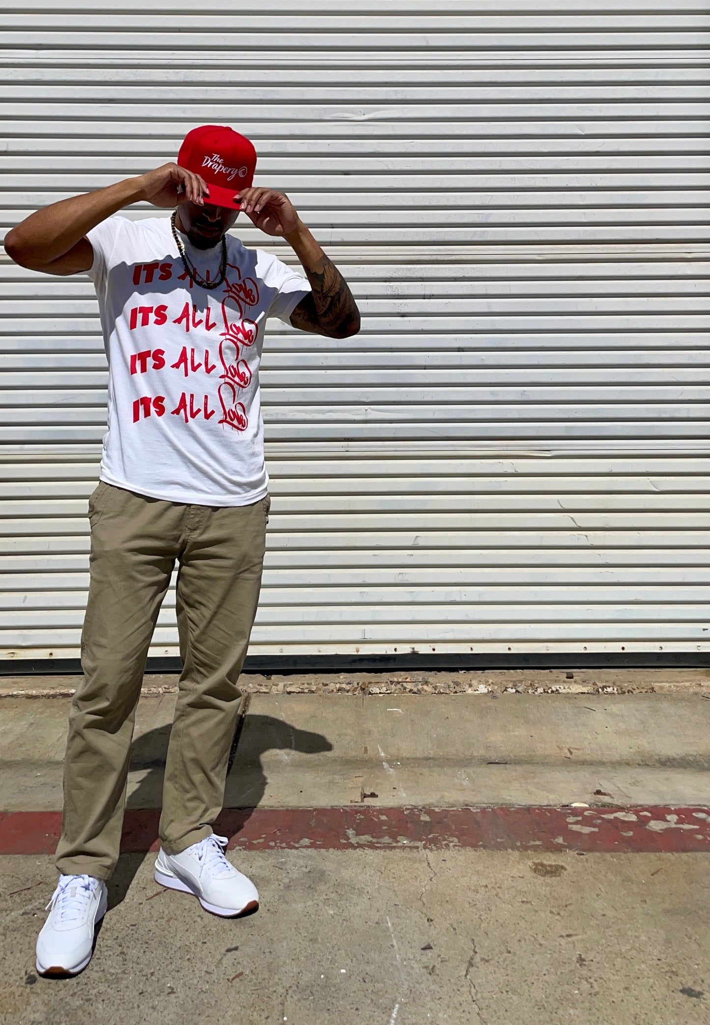 "Its All Love" Tee (White/Red) The Drapery