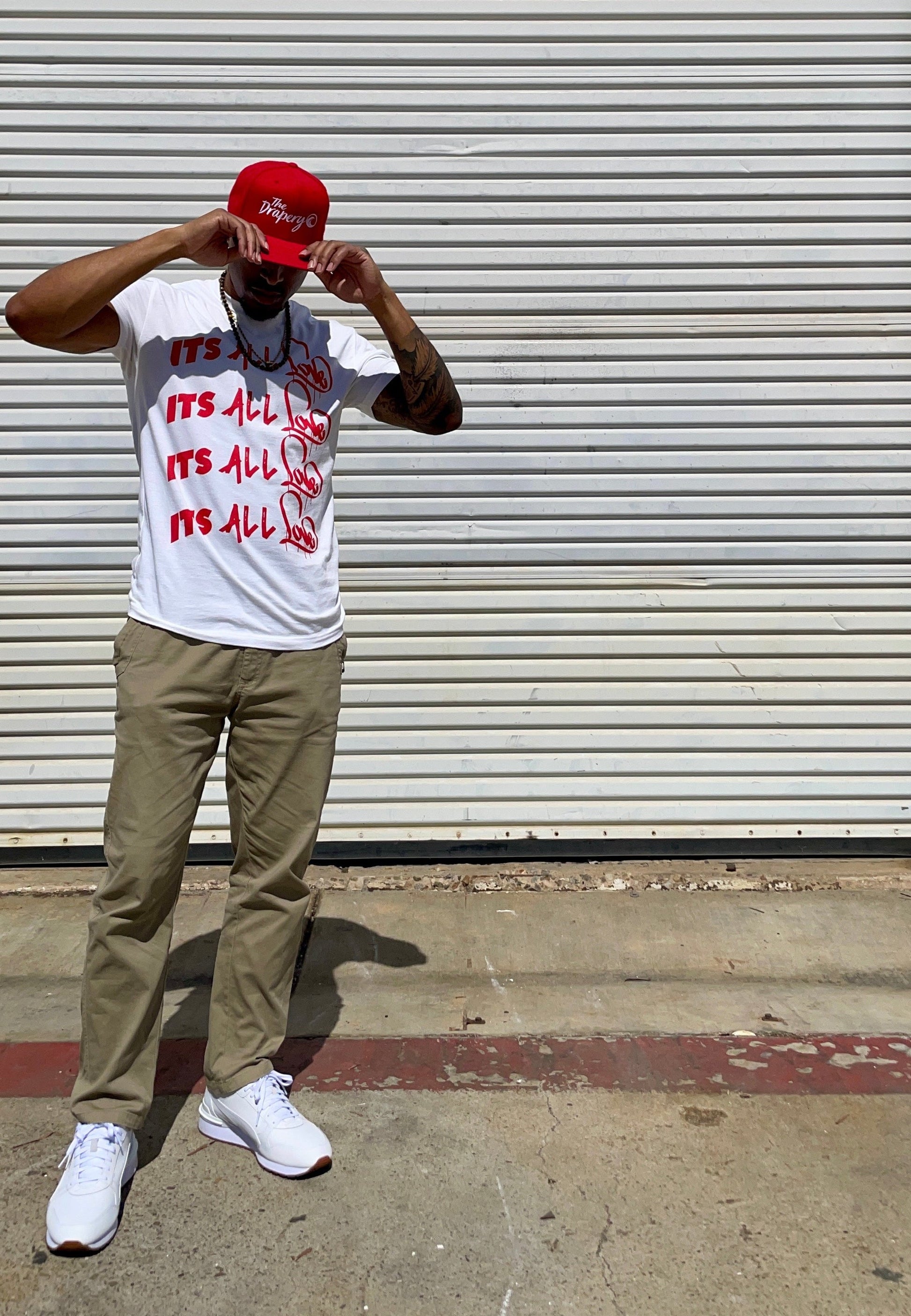 "Its All Love" Tee (White/Red) The Drapery