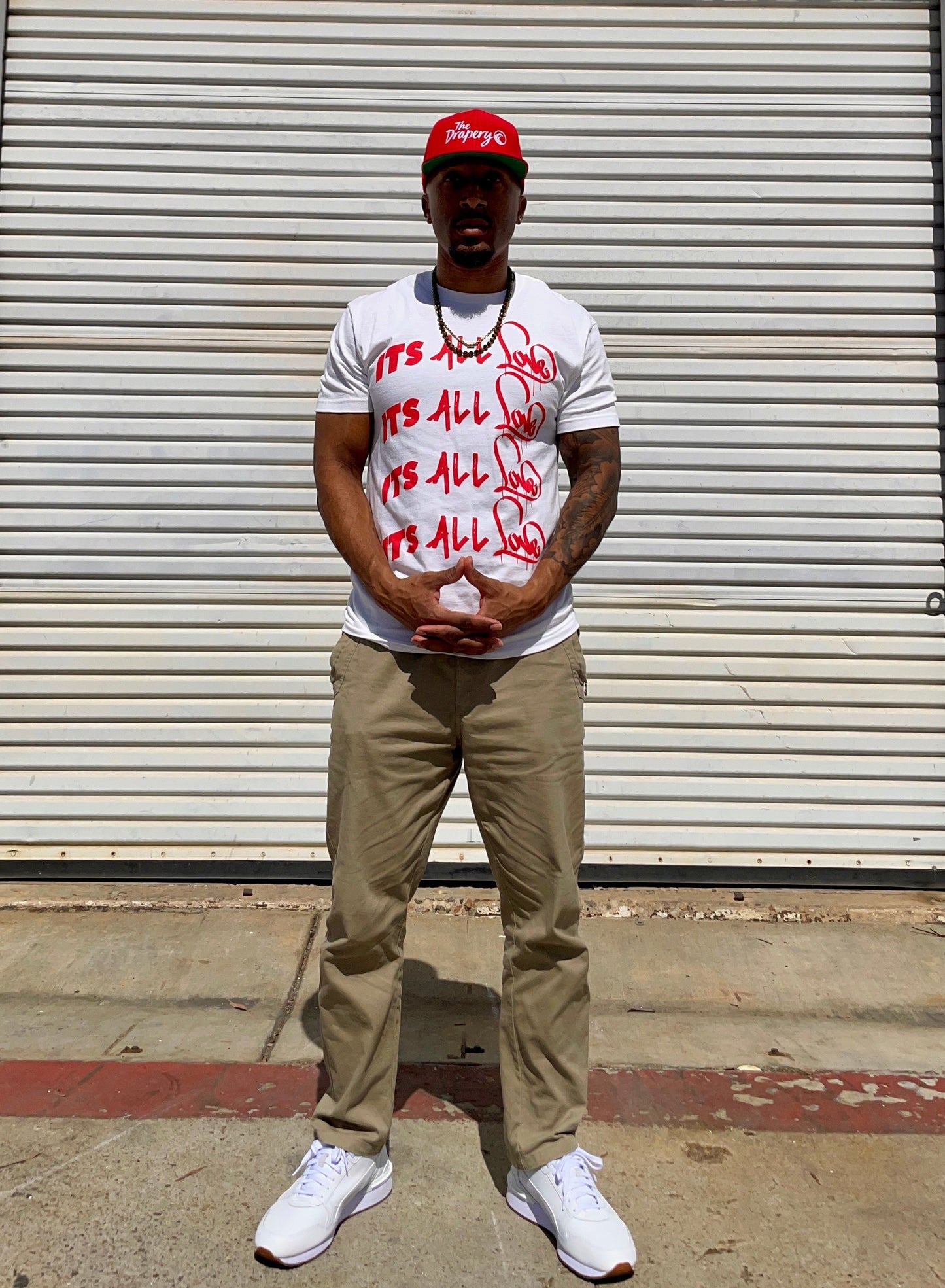 "Its All Love" Tee (White/Red) The Drapery