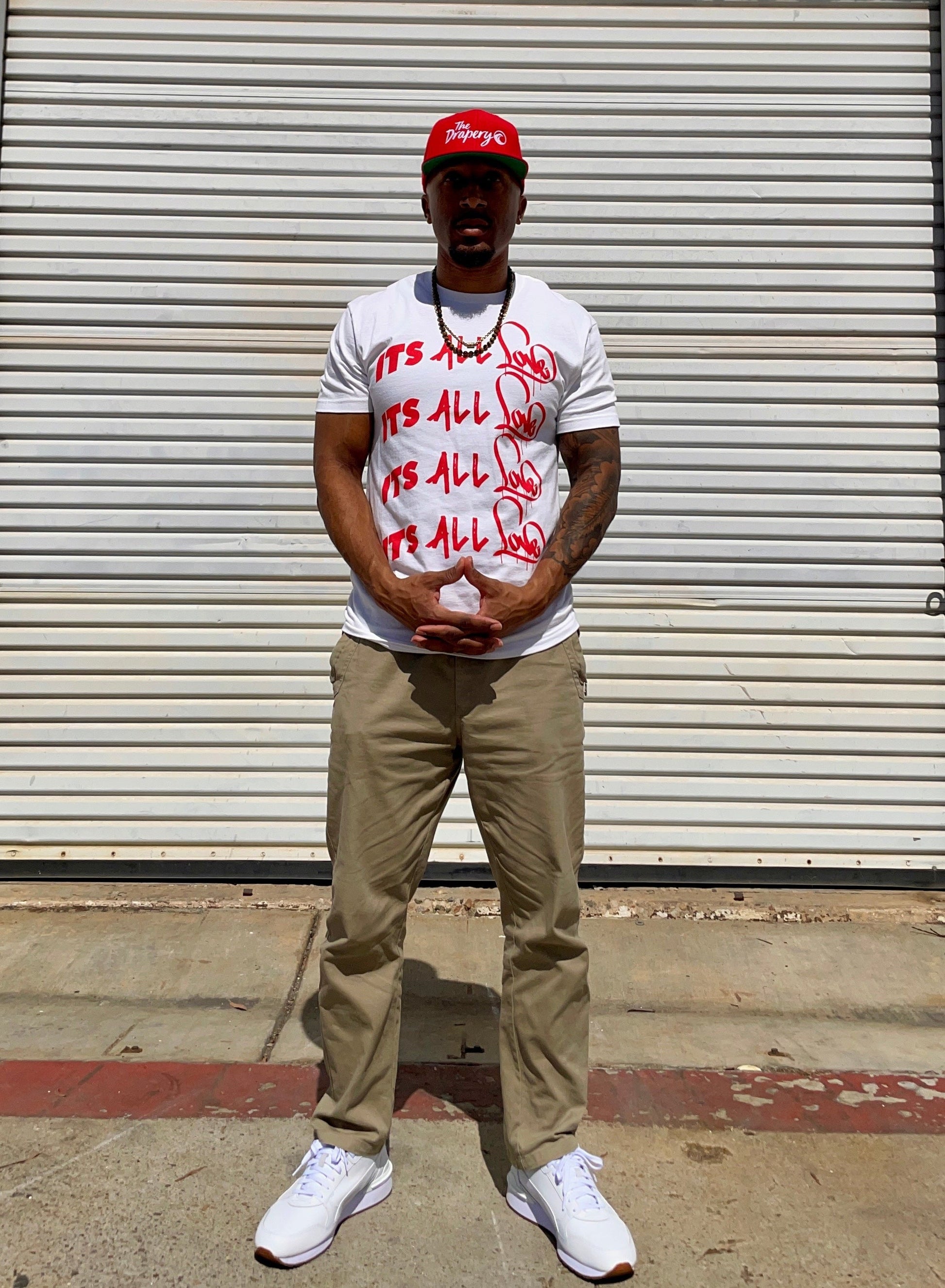 "Its All Love" Tee (White/Red) The Drapery