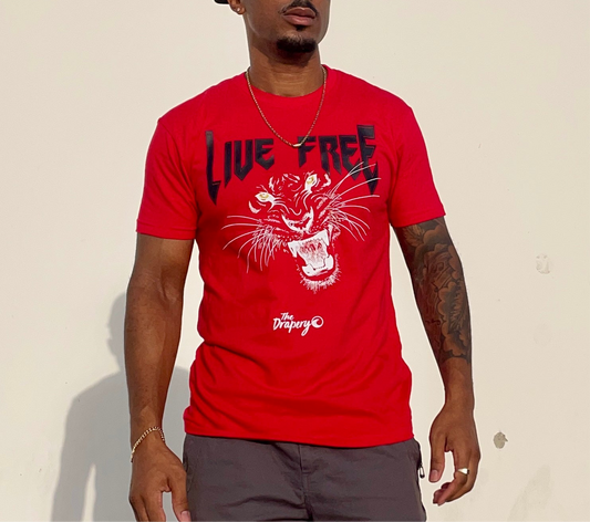 "Live Free Tee" (Fitted style/Red)