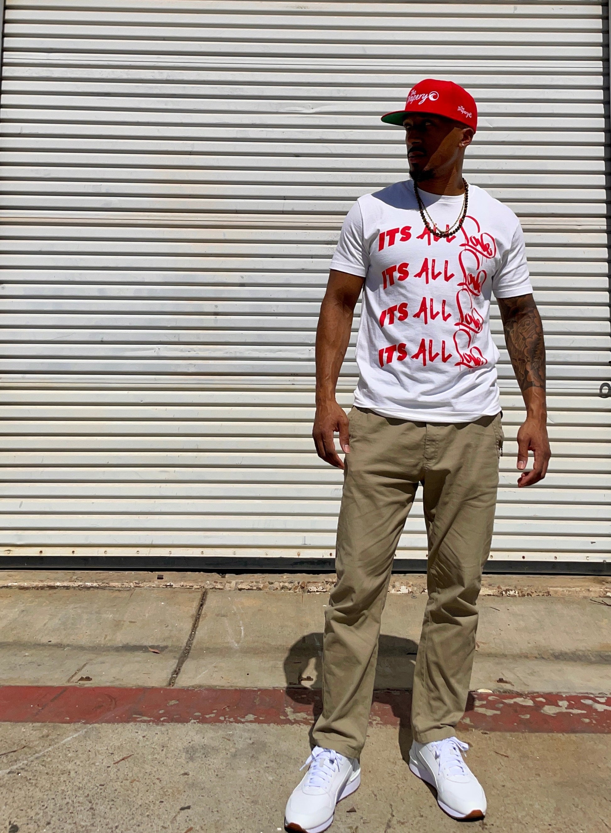 "Its All Love" Tee (White/Red) The Drapery