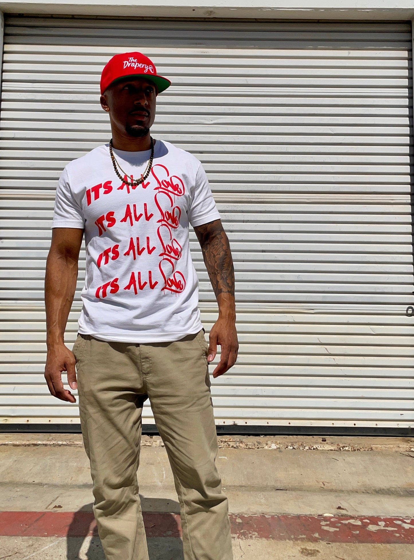 "Its All Love" Tee (White/Red) The Drapery