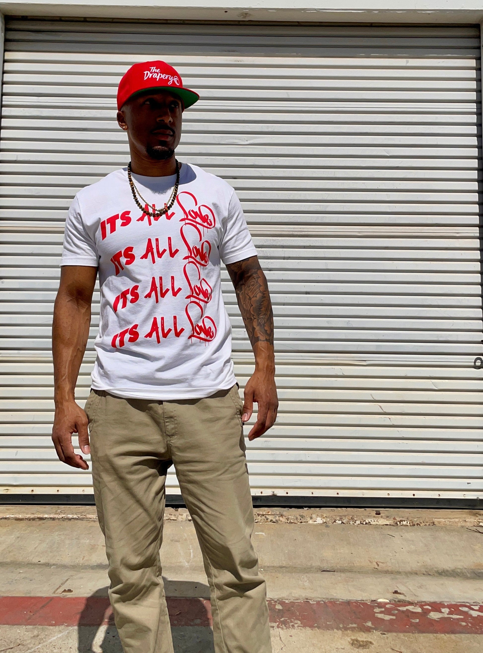 "Its All Love" Tee (White/Red) The Drapery
