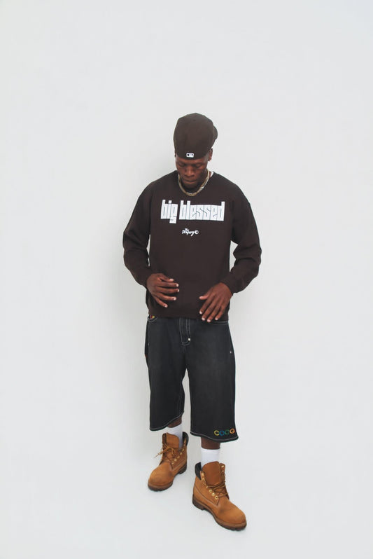 "Big Blessed" Sweatshirt (Dark Chocolate) The Drapery
