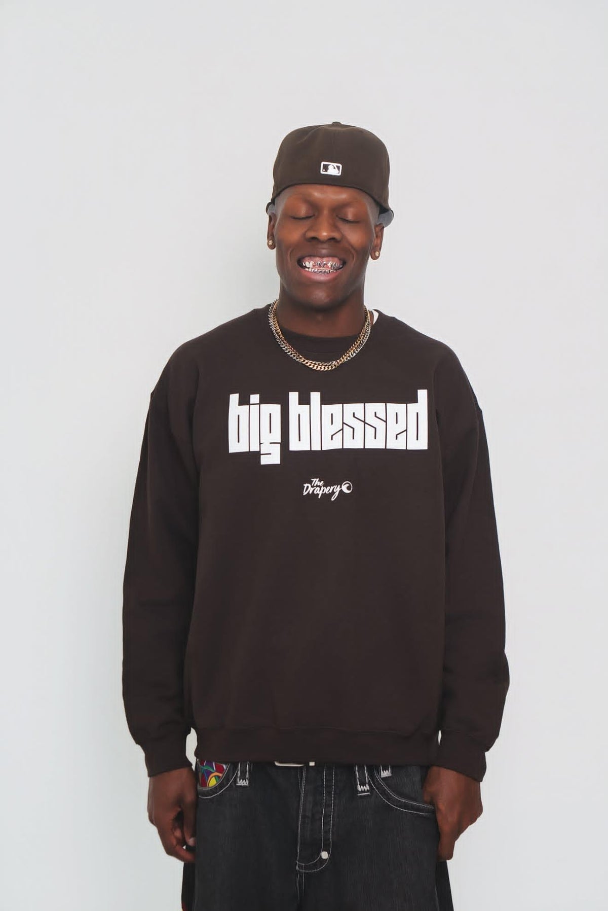 "Big Blessed" Sweatshirt (Dark Chocolate) The Drapery