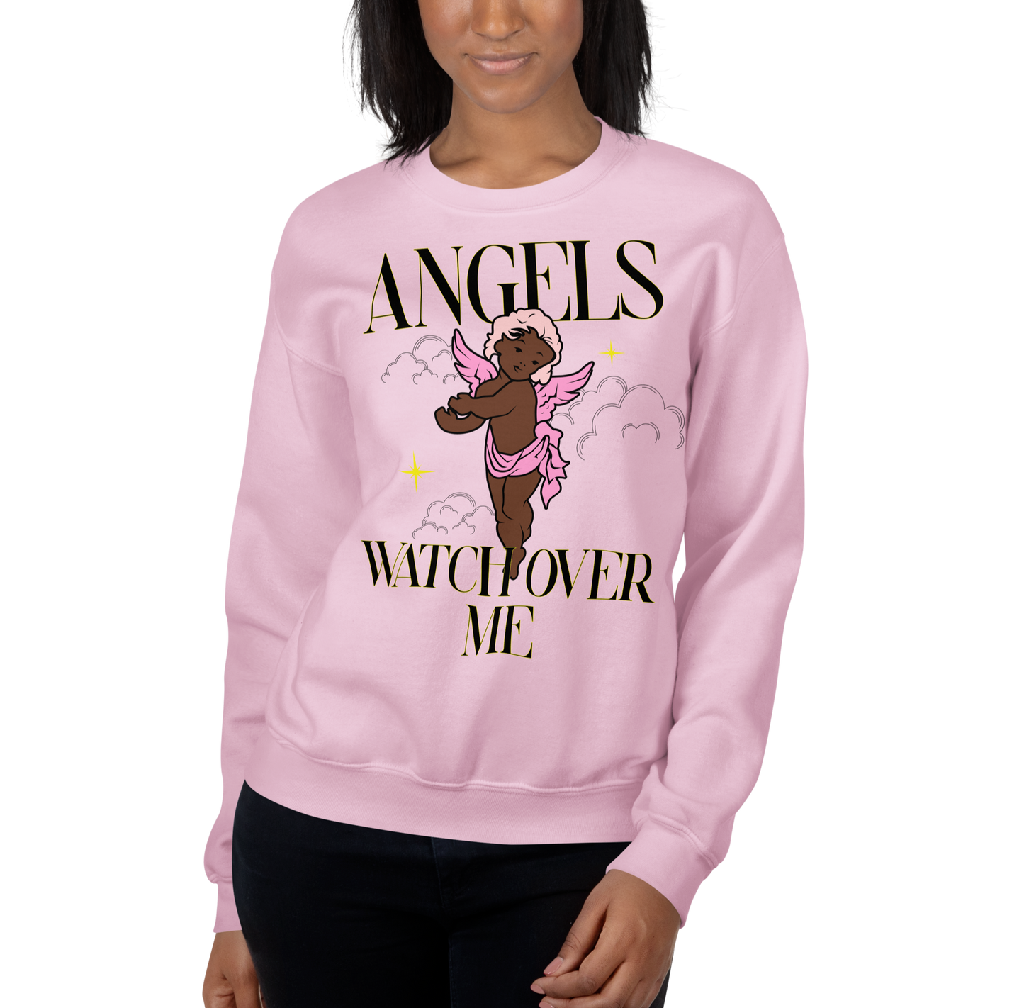 Angels Watch Over Me" Sweatshirt (Pink)